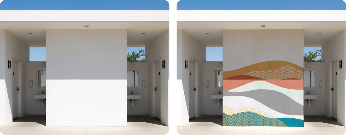 Public Restroom Entrance Wall | Plaster Artistic Mural